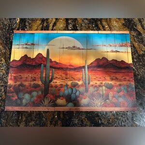 Desert Sunset Wall Art with Cacti